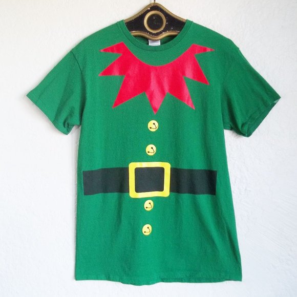 Christmas Kitsch Holiday ELF Santas Helper Graphic Cotton Tee Shirt T Shirt M - Picture 1 of 2
